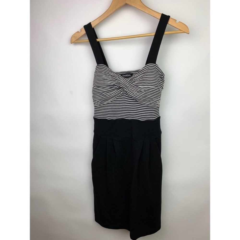 Bebe Black White Stretch Dress Size XS
